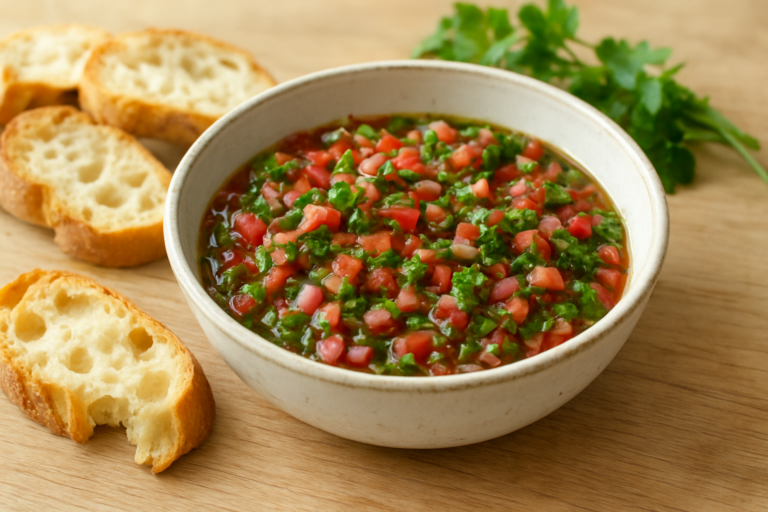 Easy Chilean Pebre Sauce Recipe with Bread for a Fresh Family Lunch