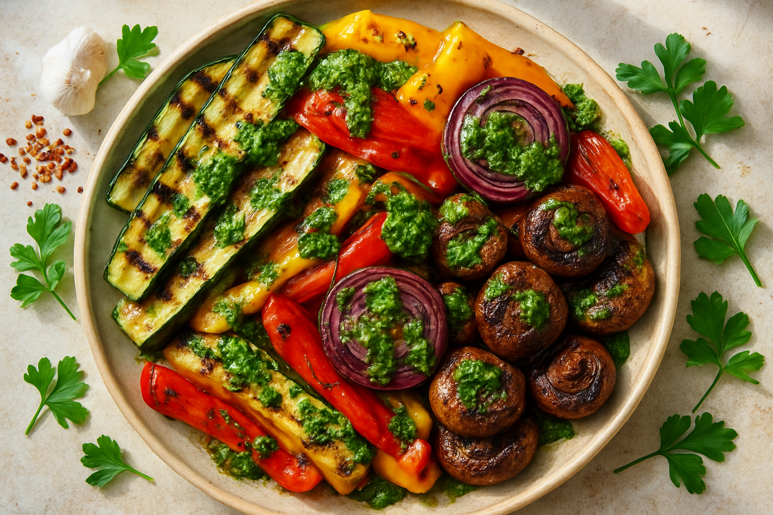 easy chimichurri grilled vegetables recipe: Simple Argentine Side Dish