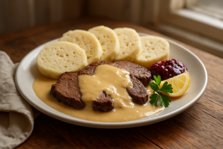 Easy Czech Svíčková Recipe: Creamy Beef Sirloin with Vegetable Sauce