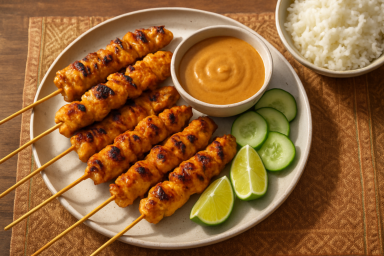 Quick easy indonesian chicken satay recipe (Sate Ayam) with Peanut Sauce