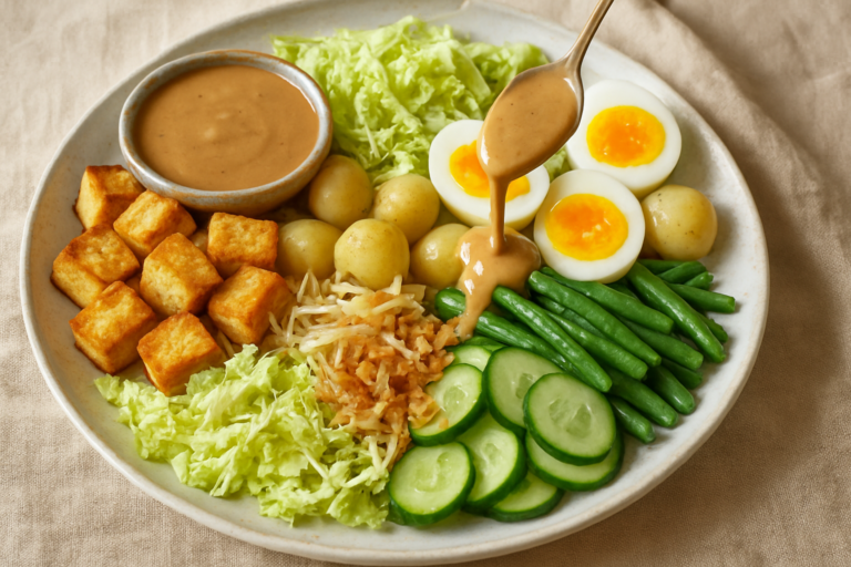 Easy Indonesian Gado Gado Salad Recipe with Peanut Sauce for Busy Families