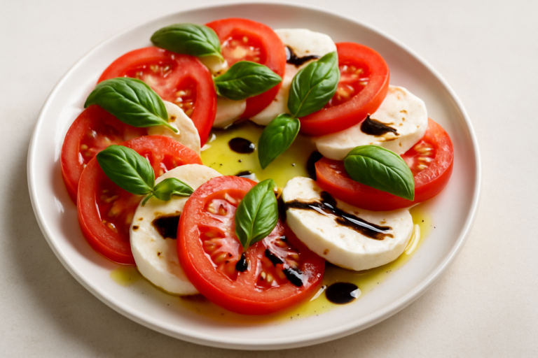 Simple Italian Caprese Salad with Balsamic Glaze