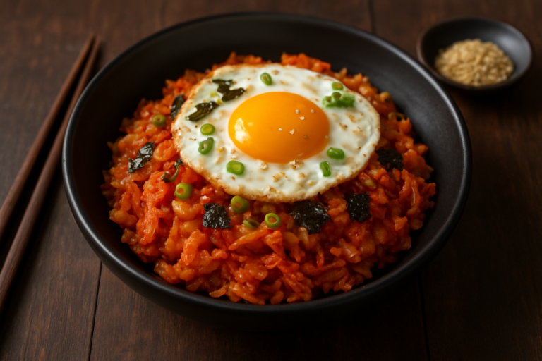 easy korean kimchi fried rice recipe: Simple Kimchi Bokkeumbap with Egg