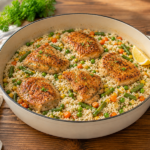 One-pot chicken and rice with frozen vegetables