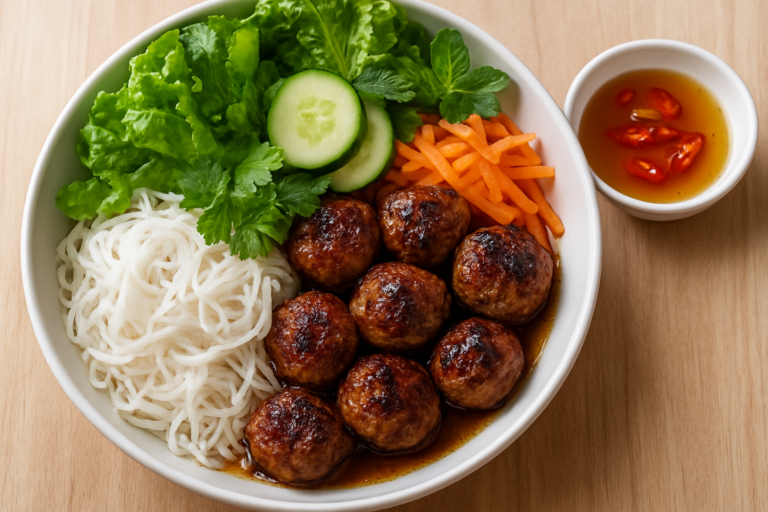 easy vietnamese bun cha recipe with Grilled Pork Meatballs