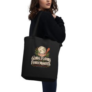 Global Flavors Family Moments Black Organic Cotton Tote Bag