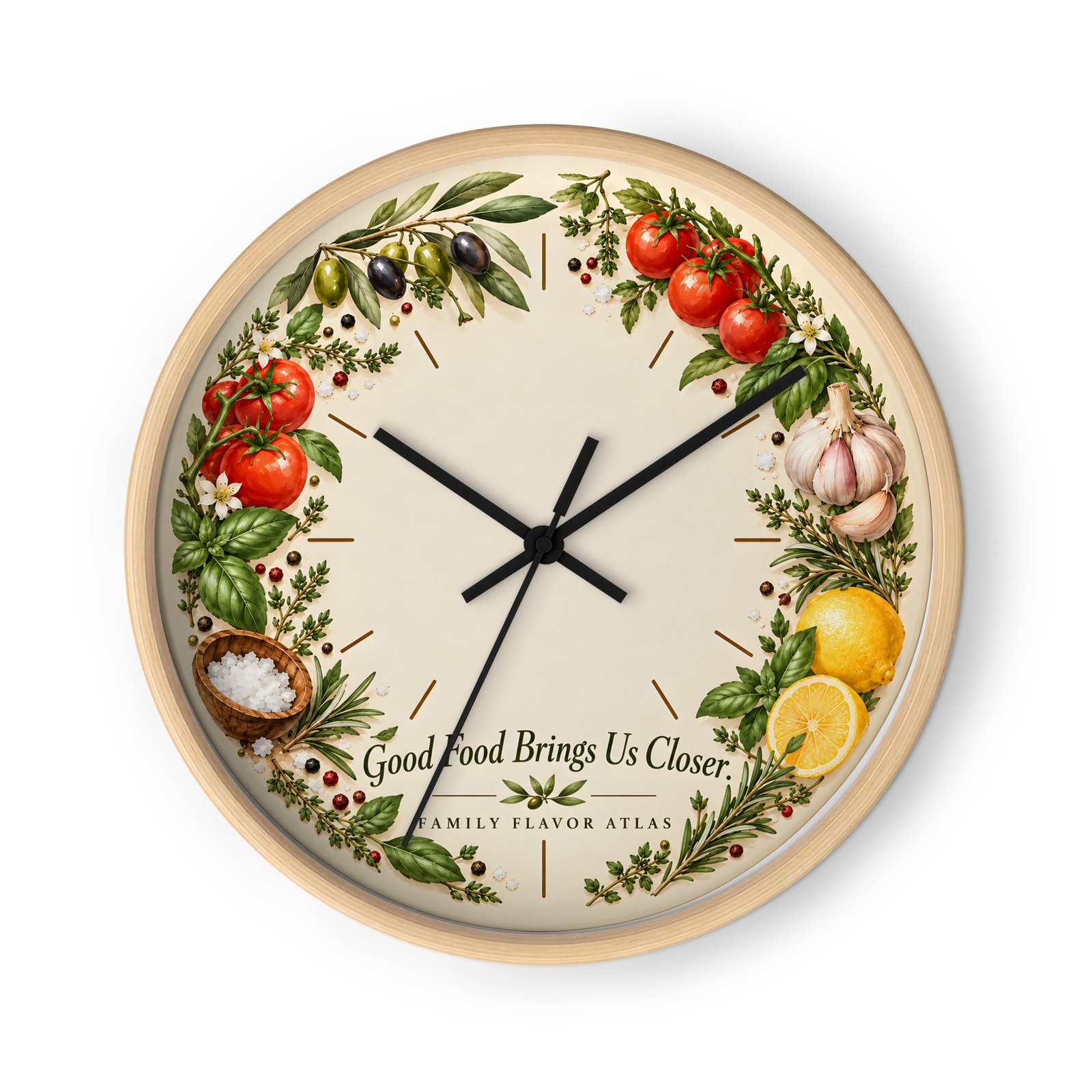 Botanical Kitchen Wall Clock – Good Food Brings Us Closer - Image 4