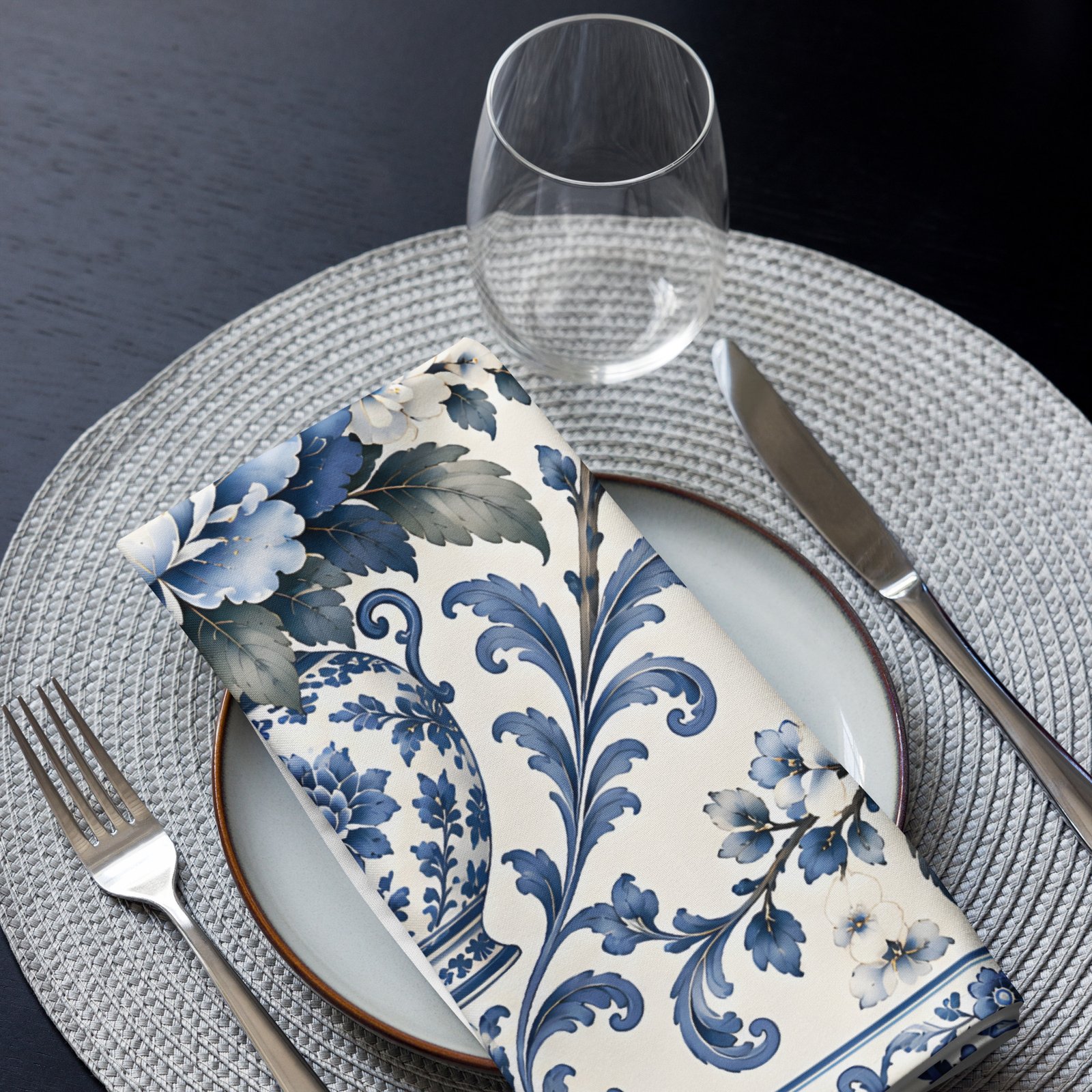 Blue Chinoiserie cloth napkins set of 4