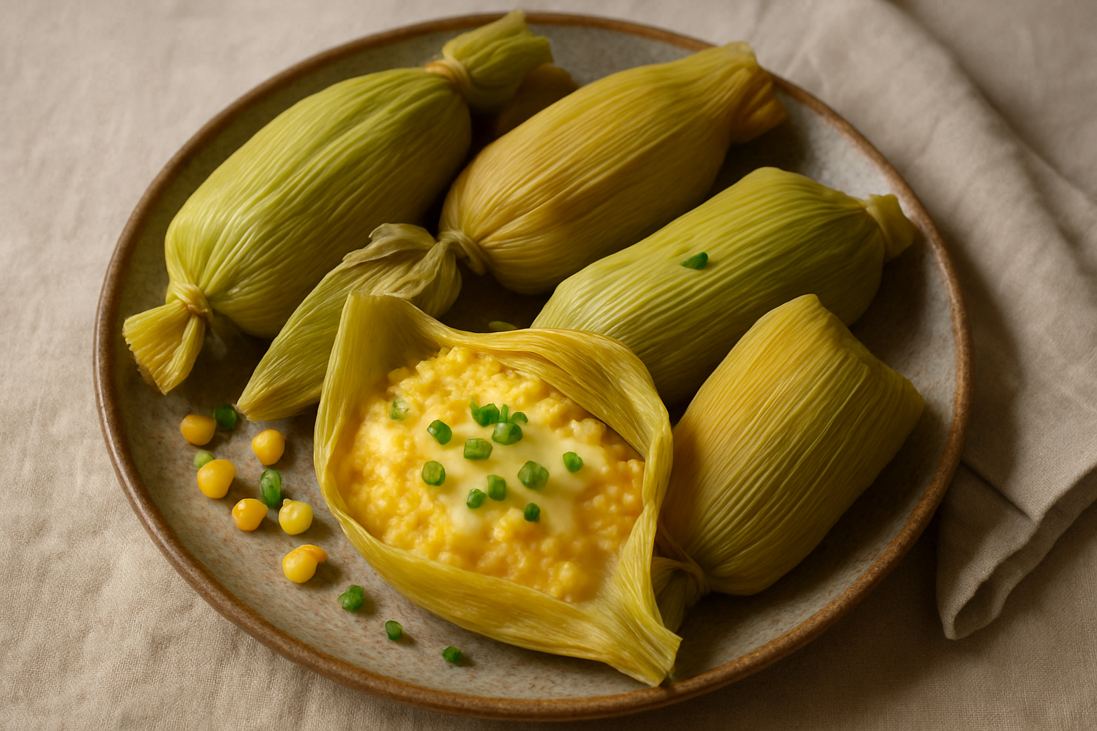 Easy Argentinian humita recipe in corn husks with creamy sweet corn and cheese filling