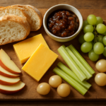 Easy British Ploughman’s lunch recipe with cheddar, bread and pickles