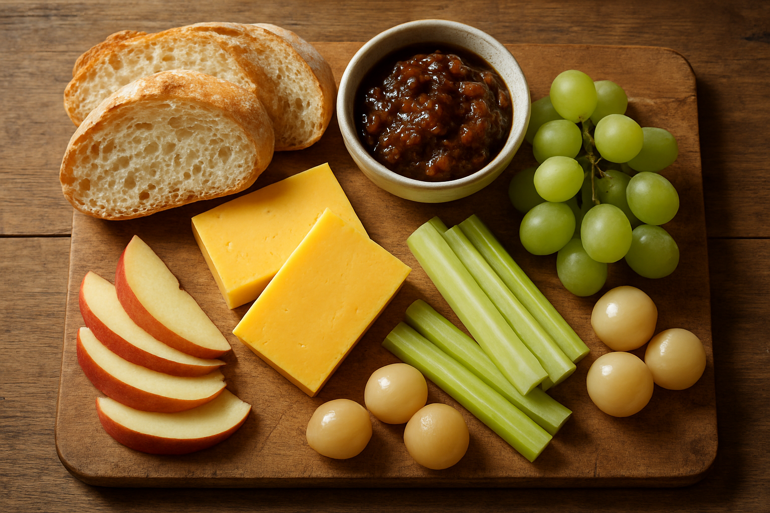Easy British Ploughman’s lunch recipe with cheddar, bread and pickles