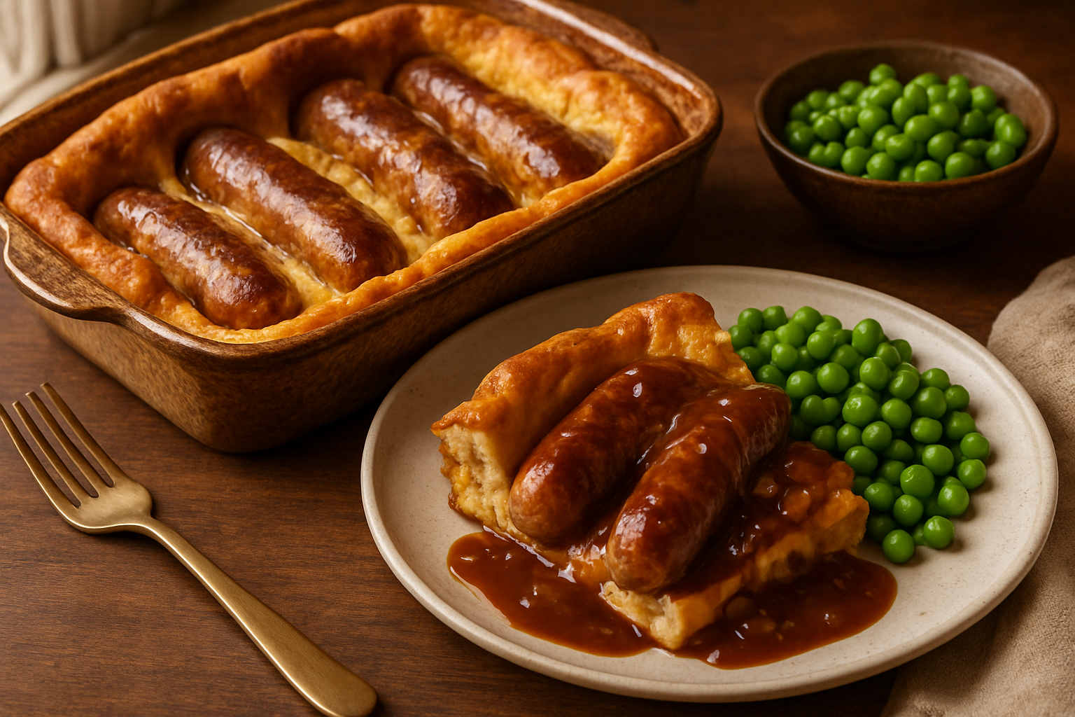 Easy British Toad in the Hole Recipe with Sausage and Onion Gravy