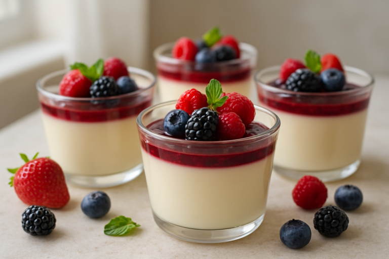 Easy Italian Panna Cotta Recipe with Fresh Berry Sauce for Beginners