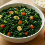 easy jamaican callaloo stir fry recipe: Garlic Greens for Family Lunch