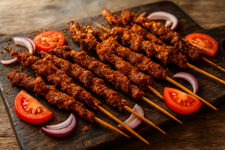 Easy Nigerian suya beef skewers recipe with grilled beef and suya spices