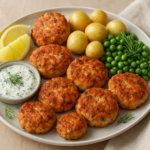 Simple easy norwegian salmon cakes recipe with Dill Sauce for Family Dinner