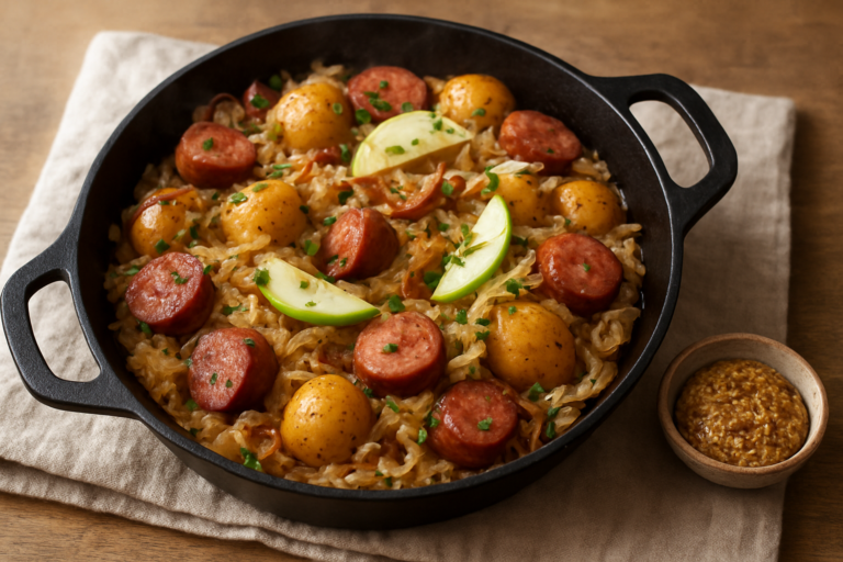 easy polish kielbasa sauerkraut recipe: Easy Skillet Dinner