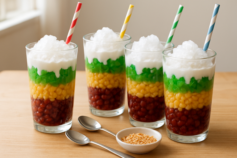 Easy Vietnamese che ba mau recipe with colorful dessert layers