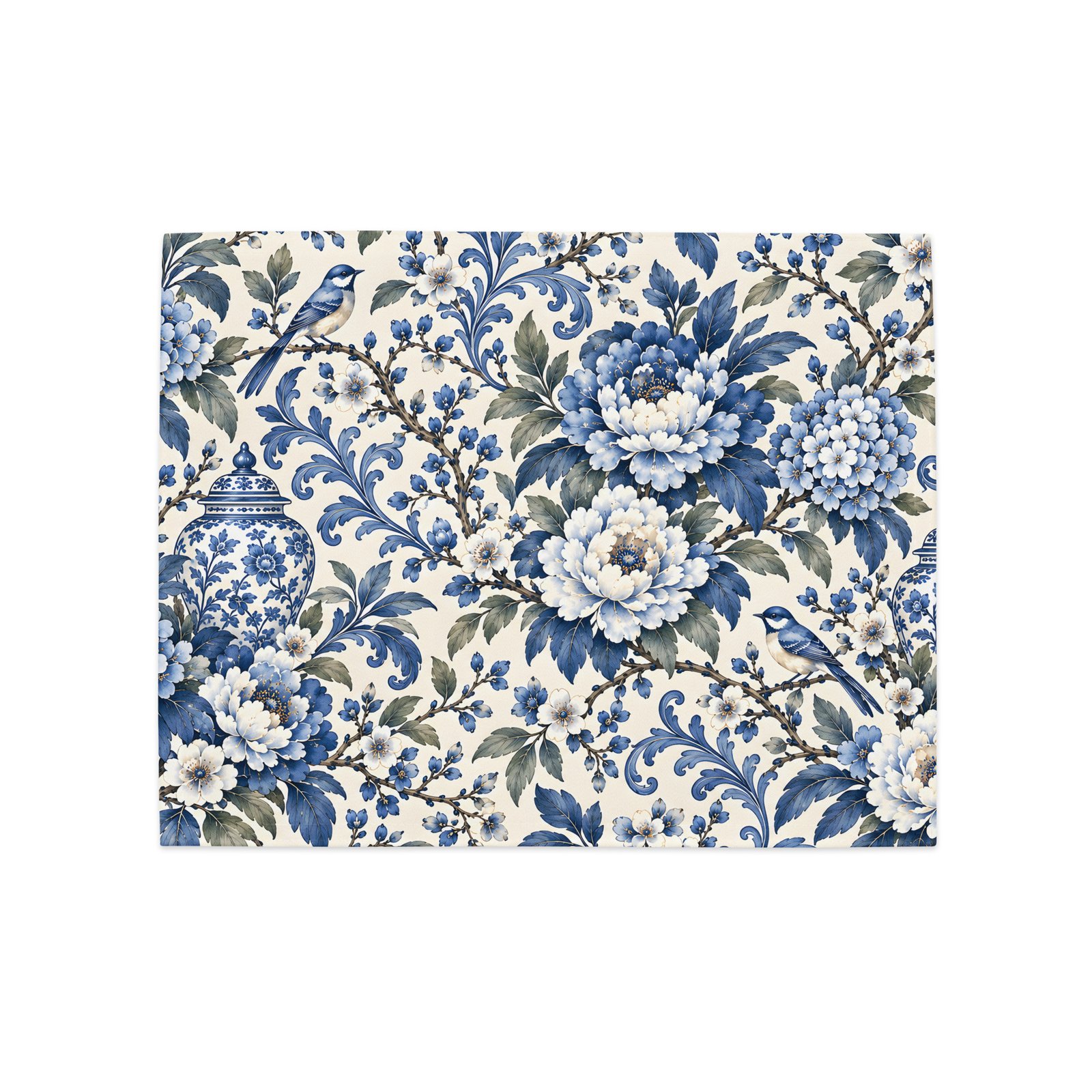 Blue Chinoiserie Floral Bird Placemats – Set of 4 - Image 8