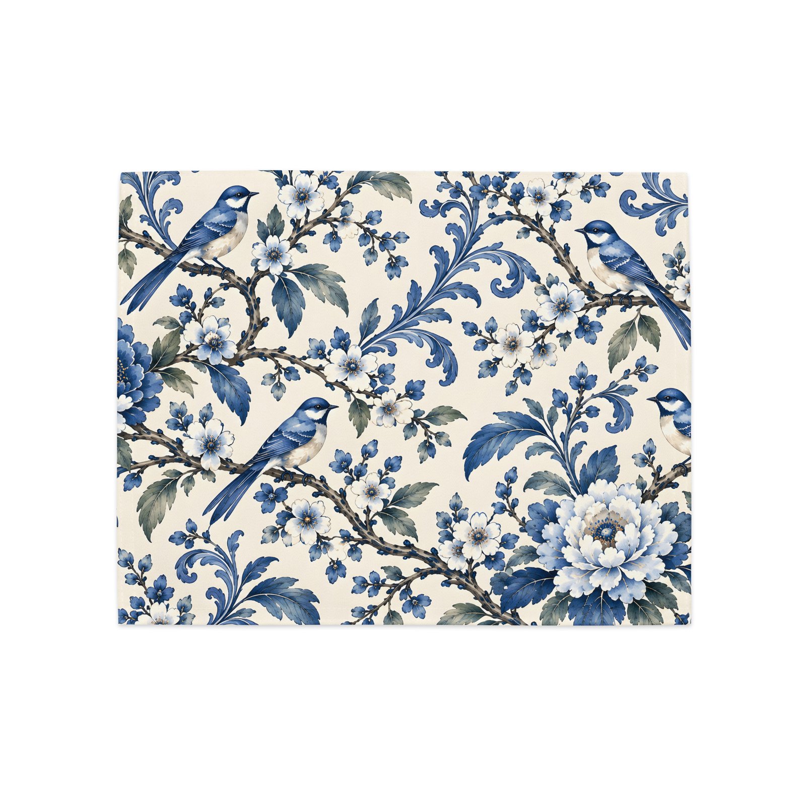 Blue Chinoiserie Floral Bird Placemats – Set of 4 - Image 9
