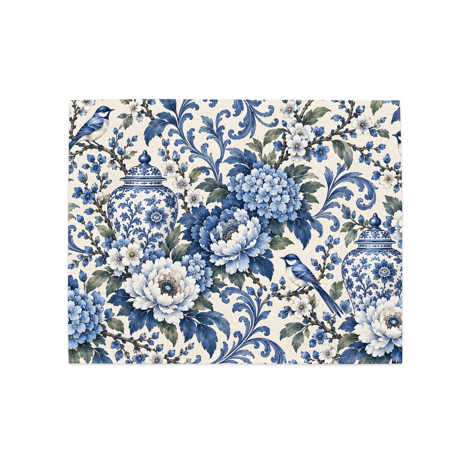 Blue Chinoiserie Floral Bird Placemats – Set of 4 - Image 10